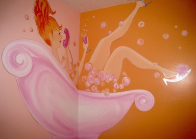 Contemporary Mural of Woman in a Tub